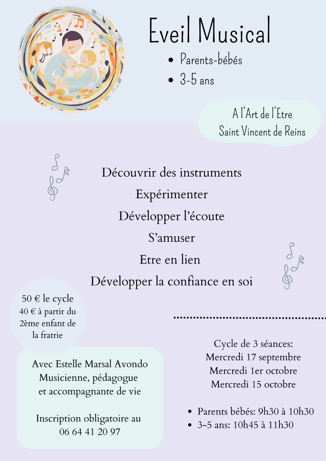 Eveil musical Estelle Marchal Avondo septembre 2025